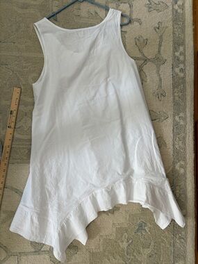 White Ruffle-Hem Mini Dress - Sleeveless Casual